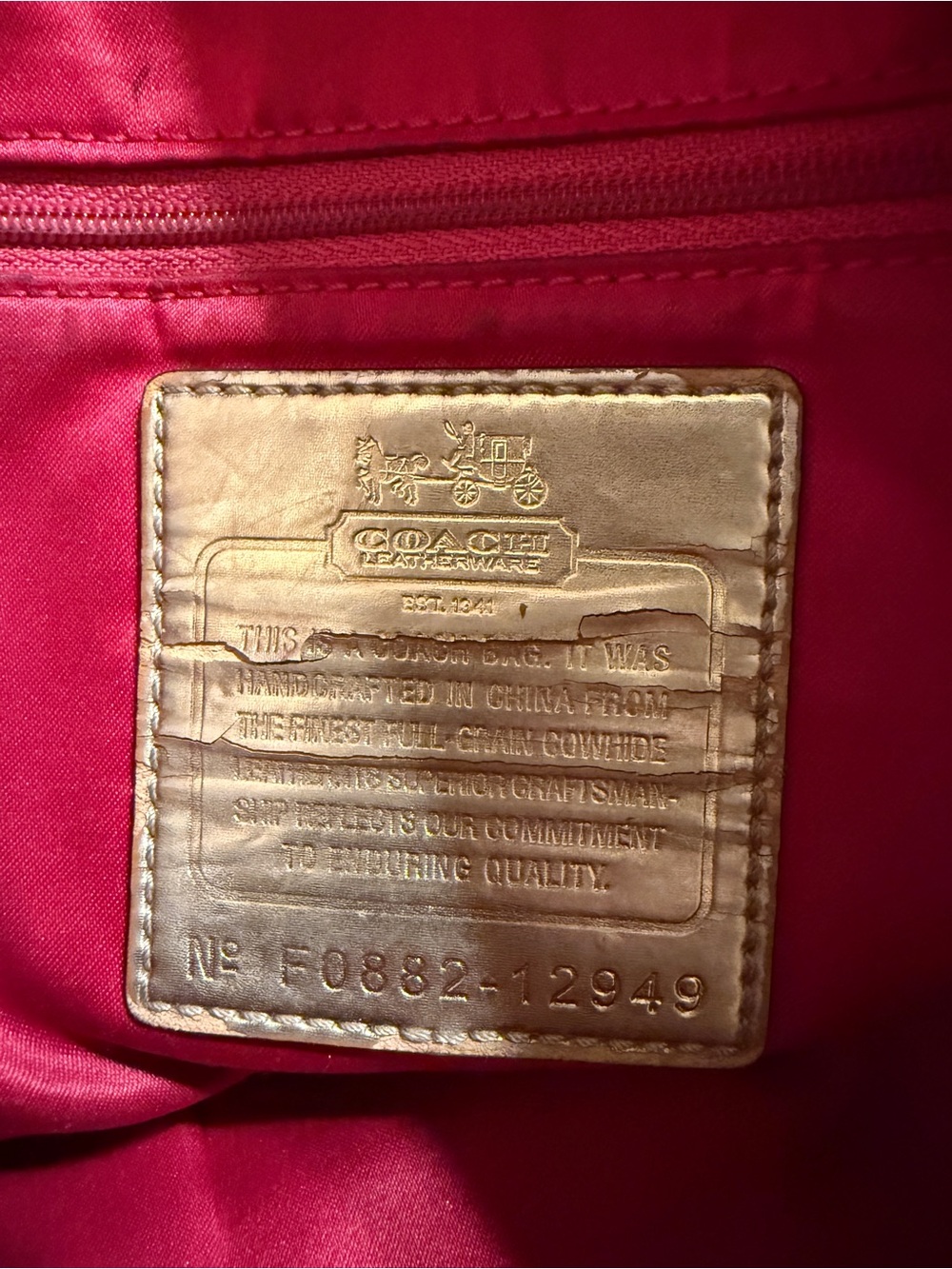 Coach Bronze Leather Shoulder Handbag with Gold Hardware - Picture 11 of 13